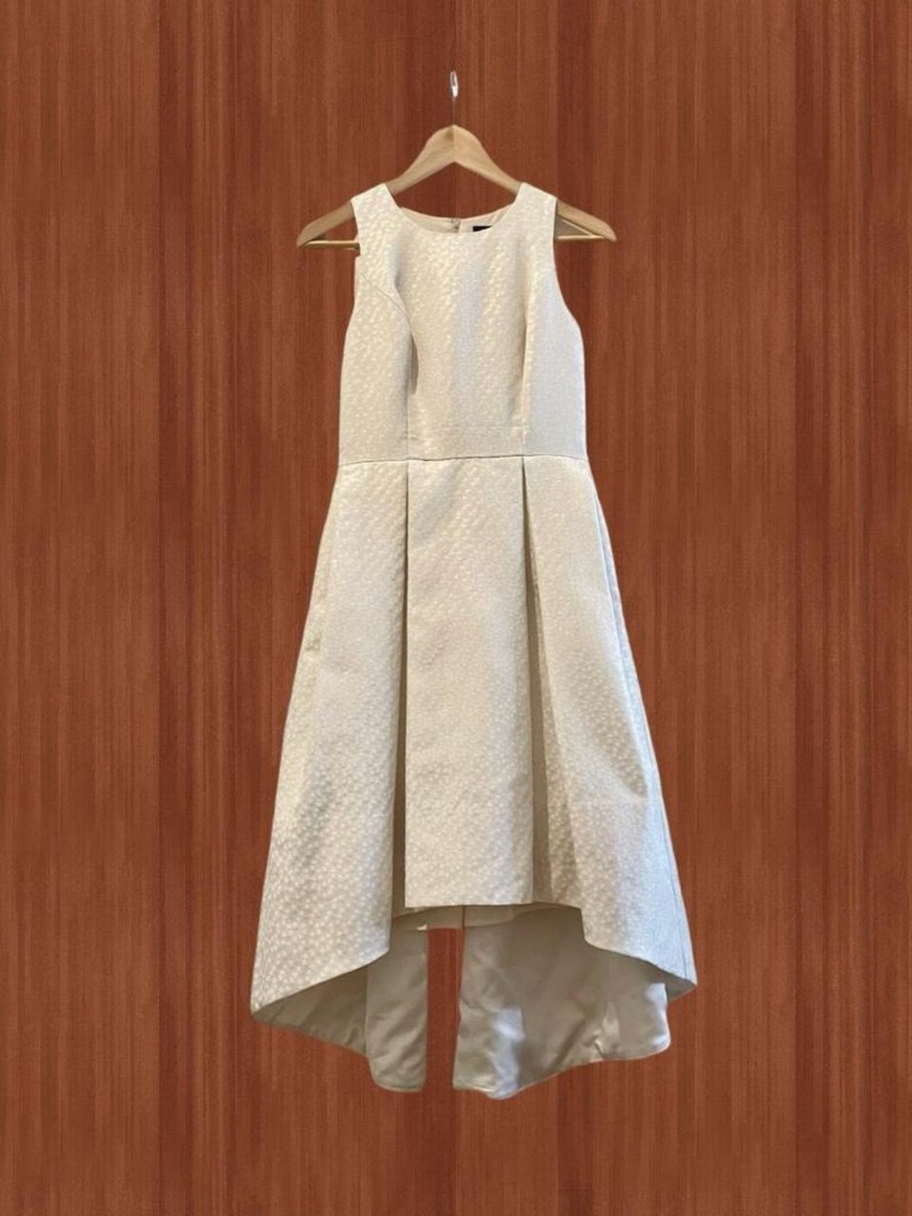 WHBM Ivory Jacquard Hi-Low Midi Dress 00